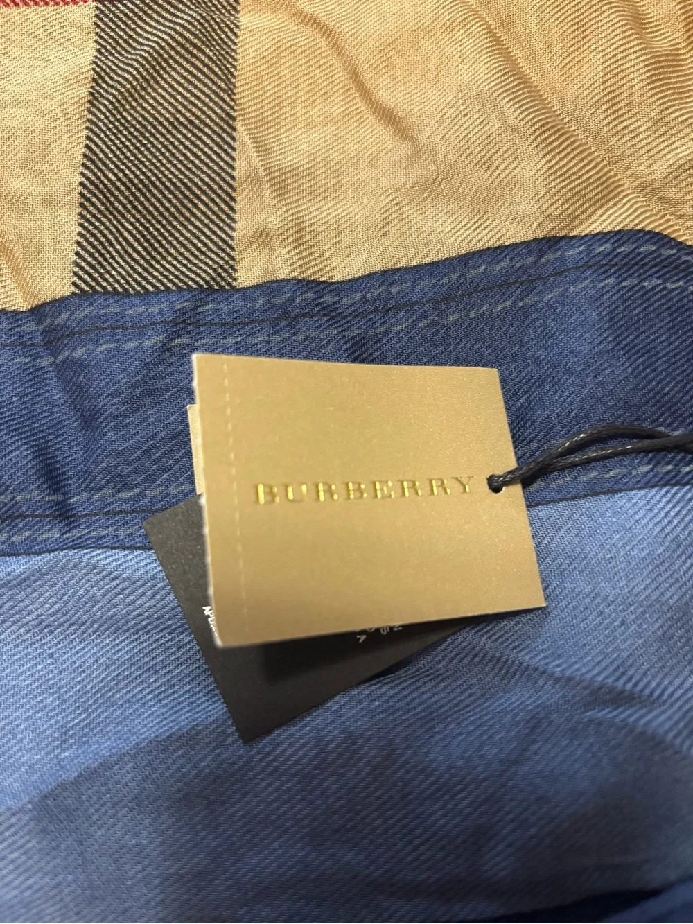 Burberry Yellow, Blue Plaid Lightweight Scarf
